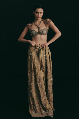 Pant Set for Indian Wedding - Gold Grace Metallic Zardosi by The Little Black Bow