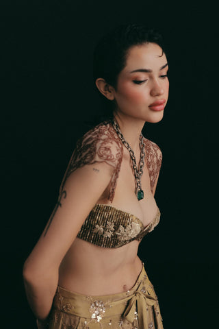 Pant Set for Indian Wedding - Gold Grace Metallic Zardosi by The Little Black Bow