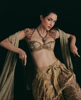 Pant Set for Indian Wedding - Gold Grace Vintage Filigree by The Little Black Bow