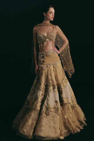 Lehenga Set for Indian Wedding - Gold Grace Gilded Seashell by The Little Black Bow