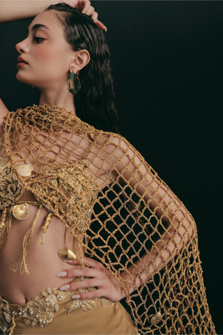 Lehenga Set for Indian Wedding - Gold Grace Gilded Seashell by The Little Black Bow