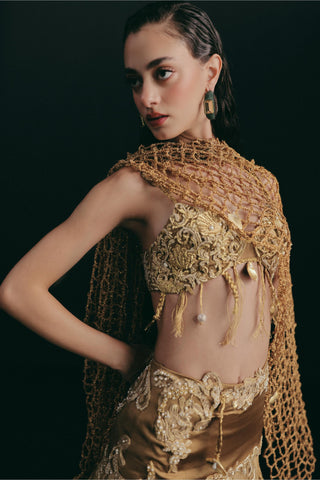 Lehenga Set for Indian Wedding - Gold Grace Gilded Seashell by The Little Black Bow