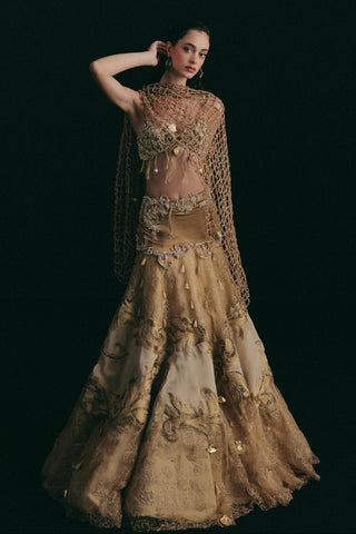 Lehenga Set for Indian Wedding - Gold Grace Gilded Seashell by The Little Black Bow