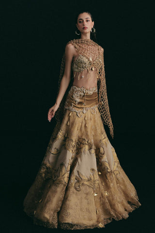 Lehenga Set for Indian Wedding - Gold Grace Gilded Seashell by The Little Black Bow