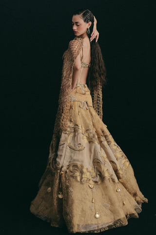 Lehenga Set for Indian Wedding - Gold Grace Gilded Seashell by The Little Black Bow