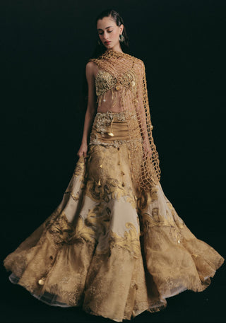 Lehenga Set for Indian Wedding - Gold Grace Gilded Seashell by The Little Black Bow