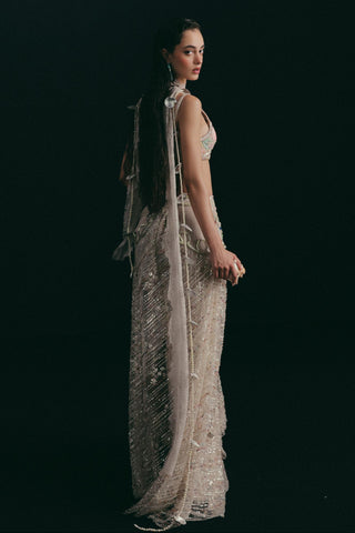 Lehenga Set for Indian Wedding - Silver Marine Shell by The Little Black Bow