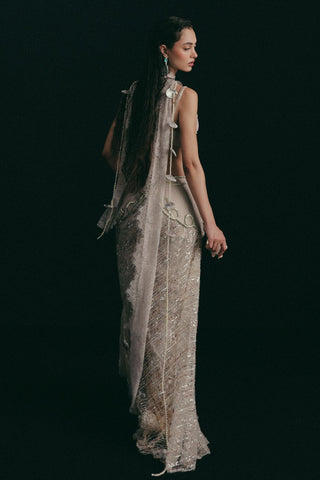 Lehenga Set for Indian Wedding - Silver Marine Shell by The Little Black Bow
