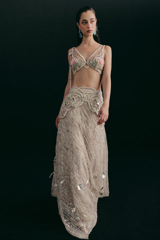 Lehenga Set for Indian Wedding - Silver Marine Shell by The Little Black Bow