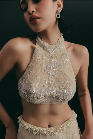 Oyster Saree Set for Indian Wedding - Beige Grace and Other Accidents by The Little Black Bow