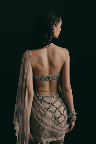 Zardozi Pant Set for Indian Wedding - Silver Grace Zardosi by The Little Black Bow