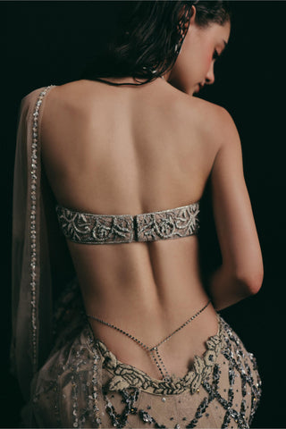 Zardozi Pant Set for Indian Wedding - Silver Grace Zardosi by The Little Black Bow