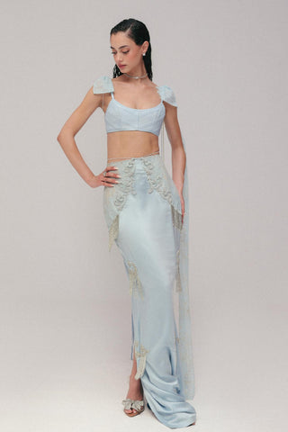 Satin Skirt Set for Contemporary Wear - Blue Grace Satin by The Little Black Bow