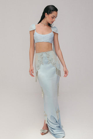 Satin Skirt Set for Contemporary Wear - Blue Grace Satin by The Little Black Bow