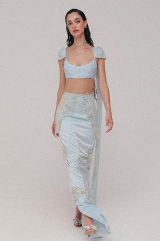 Satin Skirt Set for Contemporary Wear - Blue Grace Satin by The Little Black Bow