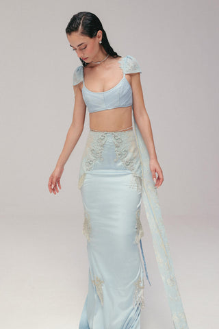 Satin Skirt Set for Contemporary Wear - Blue Grace Satin by The Little Black Bow