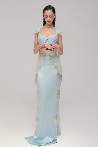Satin Skirt Set for Contemporary Wear - Blue Grace Satin by The Little Black Bow
