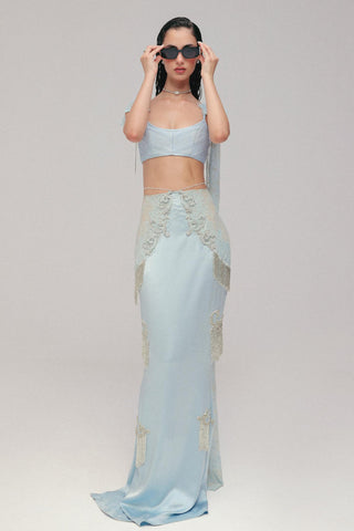 Satin Skirt Set for Contemporary Wear - Blue Grace Satin by The Little Black Bow