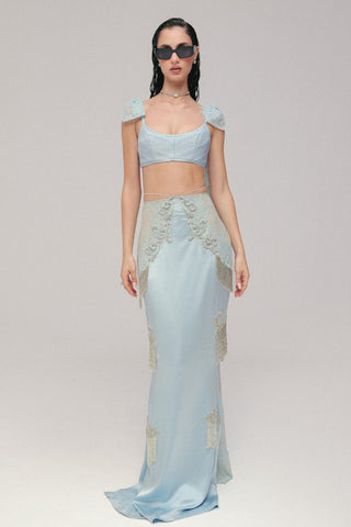 Satin Skirt Set for Contemporary Wear - Blue Grace Satin by The Little Black Bow