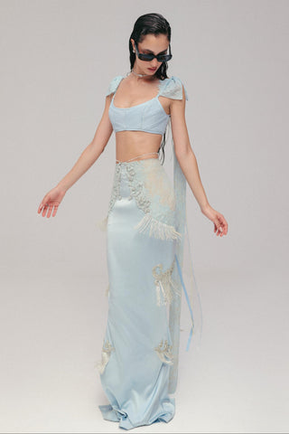 Satin Skirt Set for Contemporary Wear - Blue Grace Satin by The Little Black Bow