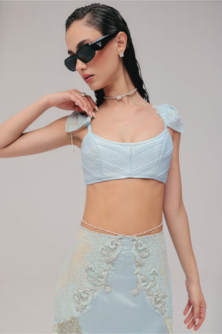 Satin Skirt Set for Contemporary Wear - Blue Grace Satin by The Little Black Bow