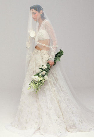 Pearl Lehenga Set for Indian Wedding - White Grace Vintage Pearl by The Little Black Bow