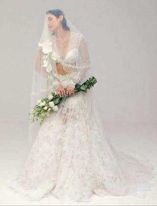 Pearl Lehenga Set for Indian Wedding - White Grace Vintage Pearl by The Little Black Bow