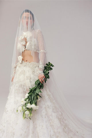 Pearl Lehenga Set for Indian Wedding - White Grace Vintage Pearl by The Little Black Bow