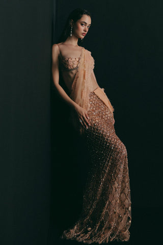 Saree Set for Indian Wedding - Peach Grace Beaded by The Little Black Bow