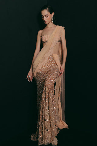 Saree Set for Indian Wedding - Peach Grace Beaded by The Little Black Bow