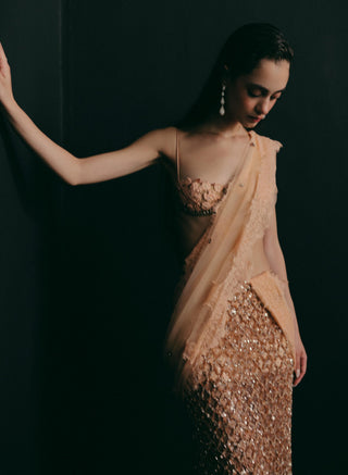 Saree Set for Indian Wedding - Peach Grace Beaded by The Little Black Bow
