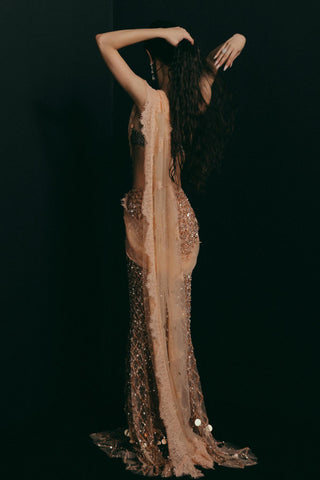 Saree Set for Indian Wedding - Peach Grace Beaded by The Little Black Bow
