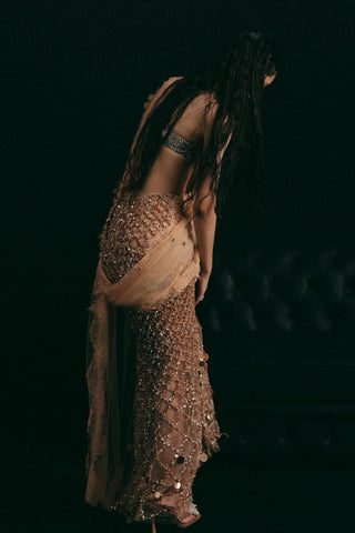 Saree Set for Indian Wedding - Peach Grace Beaded by The Little Black Bow