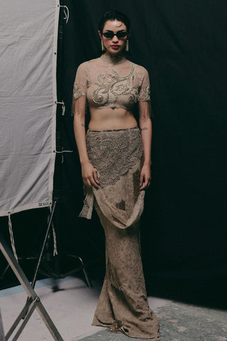 Skirt Set for Indian Wedding - Gold Grace Filigree by The Little Black Bow