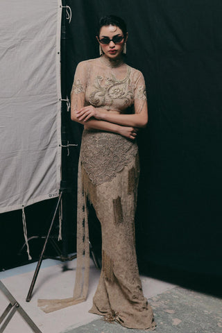 Skirt Set for Indian Wedding - Gold Grace Filigree by The Little Black Bow