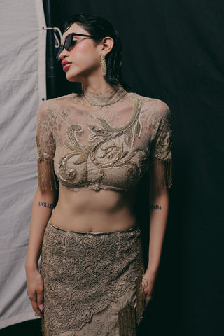 Skirt Set for Indian Wedding - Gold Grace Filigree by The Little Black Bow