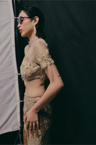 Skirt Set for Indian Wedding - Gold Grace Filigree by The Little Black Bow
