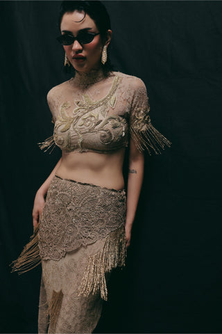 Skirt Set for Indian Wedding - Gold Grace Filigree by The Little Black Bow