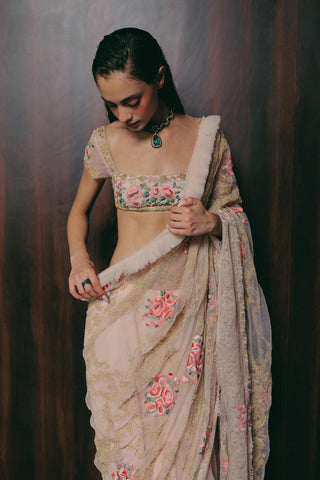 Pink Saree Set for Indian Wedding - Rose by The Little Black Bow