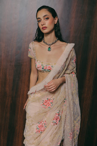 Pink Saree Set for Indian Wedding - Rose by The Little Black Bow