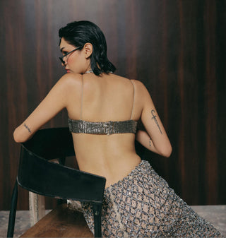 Zardozi Saree Set for Indian Wedding - Beige Grace Zardosi by The Little Black Bow