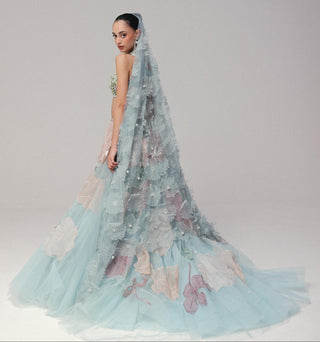 Blue Lehenga Set for Indian Wedding - Floral Garden by The Little Black Bow