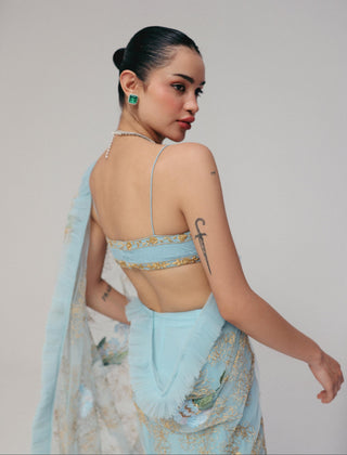 Blue Saree Set for Contemporary Wear - Lily by The Little Black Bow