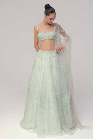 Floral Lehenga Set for Indian Wedding - Blue Grace by The Little Black Bow