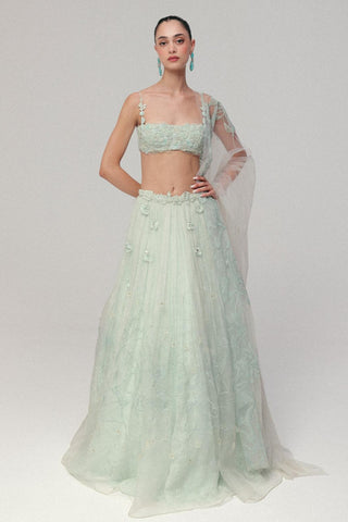 Floral Lehenga Set for Indian Wedding - Blue Grace by The Little Black Bow