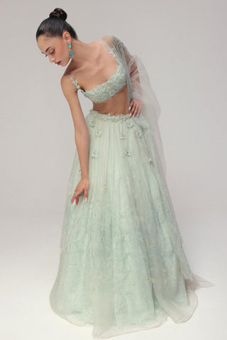 Floral Lehenga Set for Indian Wedding - Blue Grace by The Little Black Bow