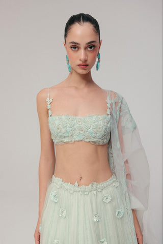 Floral Lehenga Set for Indian Wedding - Blue Grace by The Little Black Bow