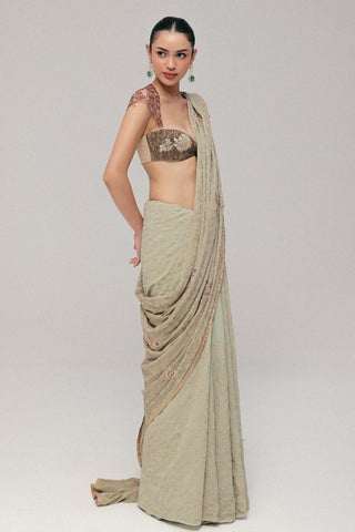 Saree Set for Indian Wedding - Green Grace Vintage Filigree by The Little Black Bow