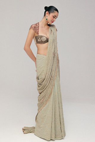 Saree Set for Indian Wedding - Green Grace Vintage Filigree by The Little Black Bow