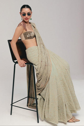 Saree Set for Indian Wedding - Green Grace Vintage Filigree by The Little Black Bow